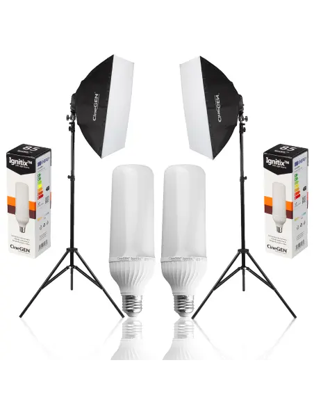 StudioLights-Set mit 2 Hintergründen, 40x60 cm, 125 W
